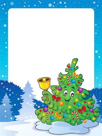 simsearch:400-05739196,k - Frame with Christmas tree topic 2 - eps10 vector illustration. Foto de stock - Royalty-Free Super Valor e Assinatura, Número: 400-08197890