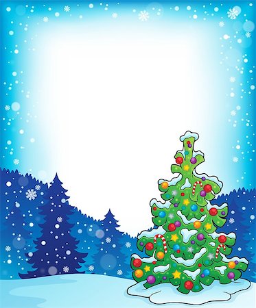 simsearch:400-05739196,k - Frame with Christmas tree topic 4 - eps10 vector illustration. Foto de stock - Royalty-Free Super Valor e Assinatura, Número: 400-08197892