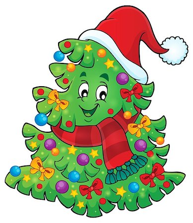 simsearch:400-05739196,k - Tree with Christmas hat theme 2 - eps10 vector illustration. Foto de stock - Royalty-Free Super Valor e Assinatura, Número: 400-08197914