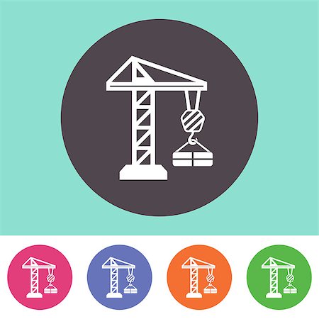 pictograph symbols for engineering - Single vector crane icon on colorful buttons Stock Photo - Budget Royalty-Free & Subscription, Code: 400-08197971