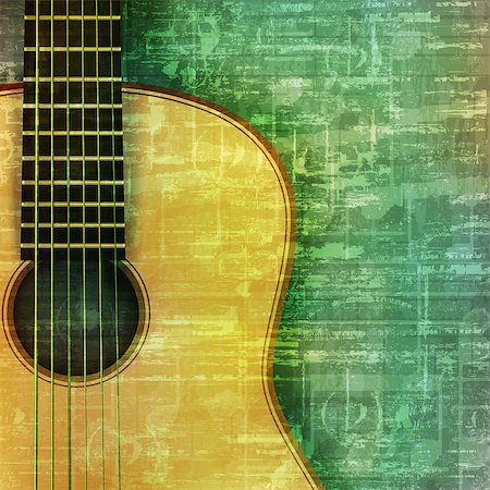 simsearch:400-04617342,k - abstract music grunge green vintage background acoustic guitar vector illustration Stock Photo - Budget Royalty-Free & Subscription, Code: 400-08197981