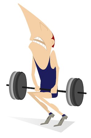 funny picture of weightlifter - Cartoon man is trying to lift a heavy weight Stock Photo - Budget Royalty-Free & Subscription, Code: 400-08198062