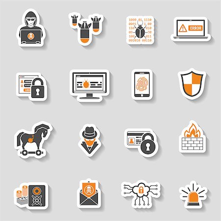 Internet Security Icon Sticker Set for Flyer, Poster, Web Site Like Hacker, Virus, Spam and Firewall. Stock Photo - Budget Royalty-Free & Subscription, Code: 400-08198177