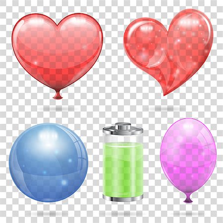 simsearch:400-05307881,k - Set 3D realistic transparent objects on a plaid background, such as the heart, balloon, ball and battery. Vector illustration. Stock Photo - Budget Royalty-Free & Subscription, Code: 400-08198185