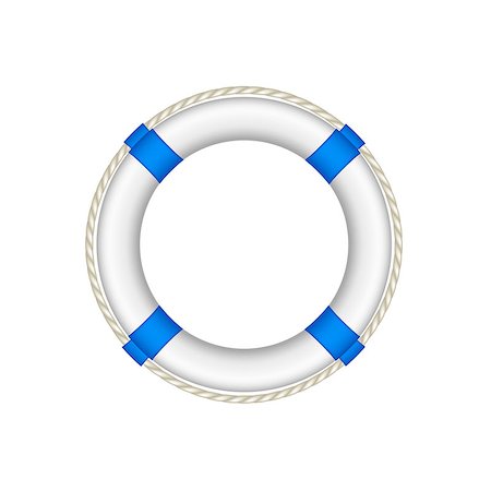 simsearch:400-06527467,k - Life buoy in white and blue design with rope around on white background Stock Photo - Budget Royalty-Free & Subscription, Code: 400-08198199
