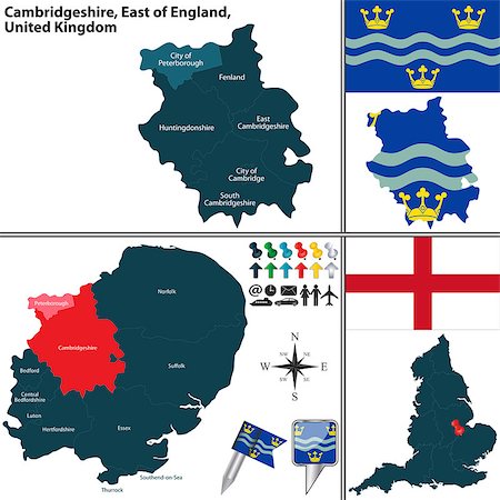 simsearch:400-08190816,k - Vector map of Cambridgeshire in East of England, United Kingdom with regions and flags Photographie de stock - Aubaine LD & Abonnement, Code: 400-08198203