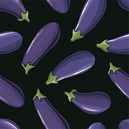 simsearch:400-04804401,k - Seamless background pattern of colorful fresh vegetables with scattered eggplant Foto de stock - Super Valor sin royalties y Suscripción, Código: 400-08198375