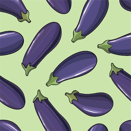 simsearch:400-04804401,k - Seamless background pattern of colorful fresh vegetables with scattered eggplant Foto de stock - Super Valor sin royalties y Suscripción, Código: 400-08198373