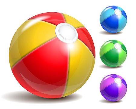 Colorful beach ball isolated on a white background. Symbol of summer fun at the pool or seaside. Stock Photo - Budget Royalty-Free & Subscription, Code: 400-08198435