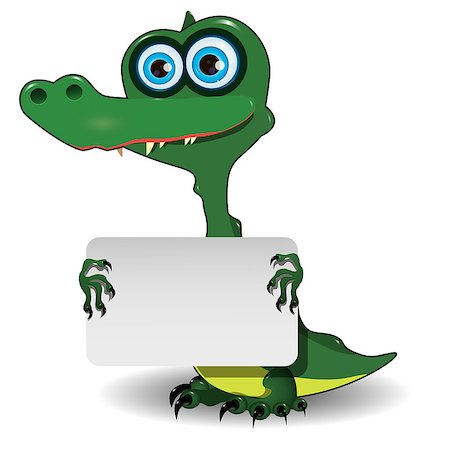 Illustration of cute green crocodile with white background Stock Photo - Budget Royalty-Free & Subscription, Code: 400-08198436