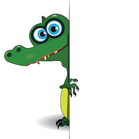 Illustration of cute green crocodile with white background Stock Photo - Budget Royalty-Free & Subscription, Code: 400-08198437