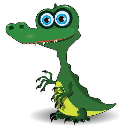 Illustration of cute green crocodile with blue eyes Stock Photo - Budget Royalty-Free & Subscription, Code: 400-08198438