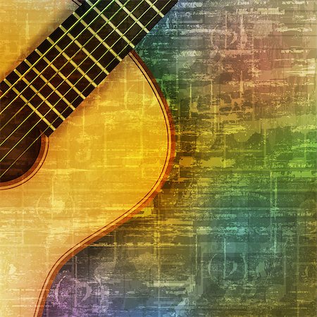 simsearch:400-04617342,k - abstract green music grunge background with acoustic guitar vector illustration Stock Photo - Budget Royalty-Free & Subscription, Code: 400-08198467