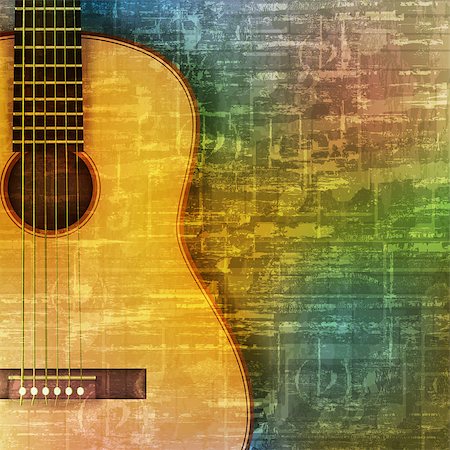 simsearch:400-04617342,k - abstract green music grunge background acoustic guitar vector illustration Stock Photo - Budget Royalty-Free & Subscription, Code: 400-08198461