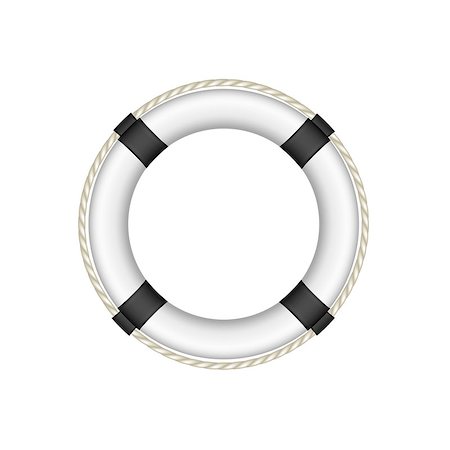 simsearch:400-06527467,k - Life buoy in white and black design with rope around on white background Foto de stock - Royalty-Free Super Valor e Assinatura, Número: 400-08198471