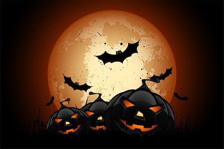 Happy Halloween Poster. Holiday Illustration with Bats and Pumpkins. Photographie de stock - Aubaine LD & Abonnement, Code: 400-08198625