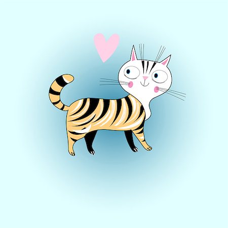 simsearch:400-07933418,k - funny love with a cat on a blue background with heart Photographie de stock - Aubaine LD & Abonnement, Code: 400-08198689