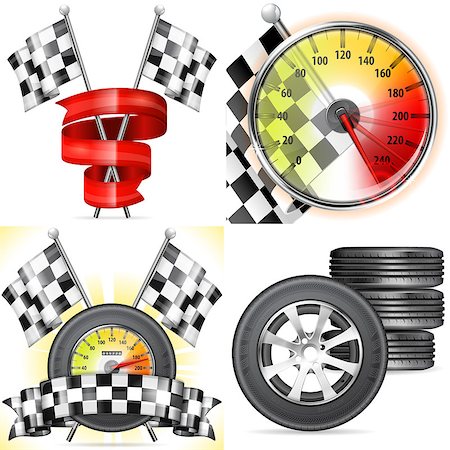 simsearch:400-04685076,k - 4 Racing Concepts with Speedometer, Flags, Tires and Ribbons. Vector Template can be used for flyer, poster and printing advertising. Stock Photo - Budget Royalty-Free & Subscription, Code: 400-08198868