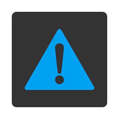 simsearch:400-08316235,k - Warning icon. This rounded square flat button is drawn with blue and gray colors on a white background. Foto de stock - Super Valor sin royalties y Suscripción, Código: 400-08198904