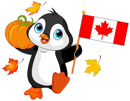 simsearch:400-08258875,k - Illustration of Penguin celebrating Canadian Thanksgiving Day Stock Photo - Budget Royalty-Free & Subscription, Code: 400-08198908