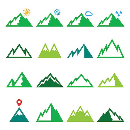 simsearch:400-07899385,k - Vector icons set of mountain landscape isolated on white Stock Photo - Budget Royalty-Free & Subscription, Code: 400-08199091