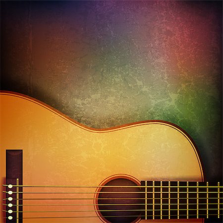 simsearch:400-04617342,k - abstract grunge music background with acoustic guitar on brown vector illustration Stock Photo - Budget Royalty-Free & Subscription, Code: 400-08199092