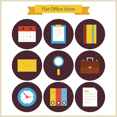 simsearch:400-08041191,k - Flat Business and Office Icons Set. Vector Illustration. Collection of Office Tools Colorful Circle Icons. Business Concept Stock Photo - Budget Royalty-Free & Subscription, Code: 400-08199166