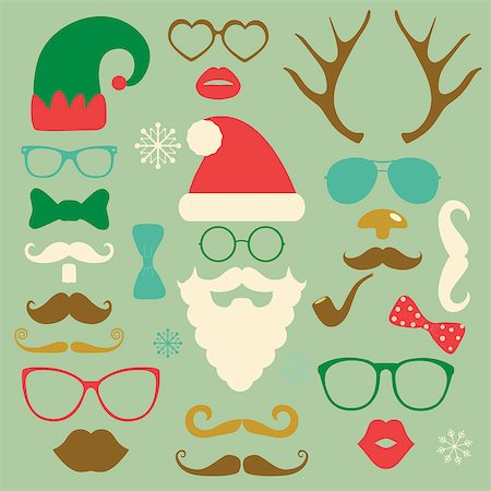 simsearch:400-06695587,k - Hipster Style Christmas Colorful Fashion Silhouettes Icon Set. Vector Illustration. New Year Stock Photo - Budget Royalty-Free & Subscription, Code: 400-08199214