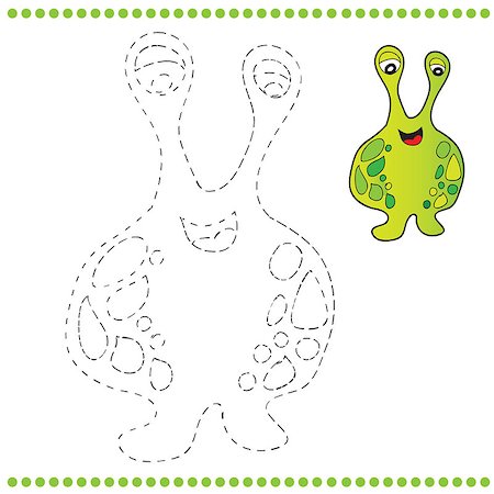 simsearch:400-06393288,k - Connect the dots and coloring page - Vector Illustration of Funny Monster Photographie de stock - Aubaine LD & Abonnement, Code: 400-08199255
