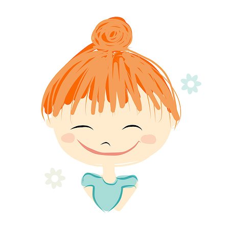 simsearch:400-04393093,k - Cute girl smiling, sketch for your design, vector illustration Stock Photo - Budget Royalty-Free & Subscription, Code: 400-08199265