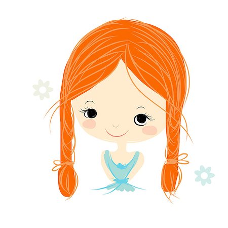 simsearch:400-04393093,k - Cute girl smiling, sketch for your design, vector illustration Stock Photo - Budget Royalty-Free & Subscription, Code: 400-08199267