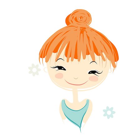 simsearch:400-04393093,k - Cute girl smiling, sketch for your design, vector illustration Stock Photo - Budget Royalty-Free & Subscription, Code: 400-08199268