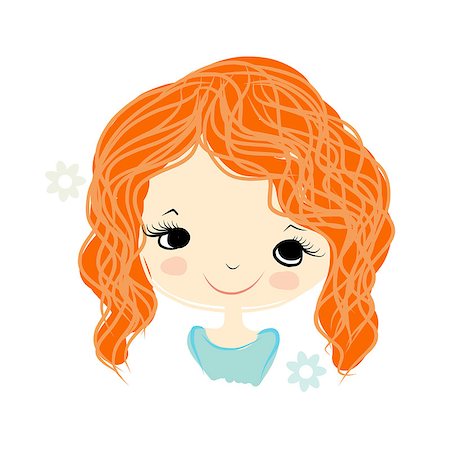 simsearch:400-04393093,k - Cute girl smiling, sketch for your design, vector illustration Stock Photo - Budget Royalty-Free & Subscription, Code: 400-08199263