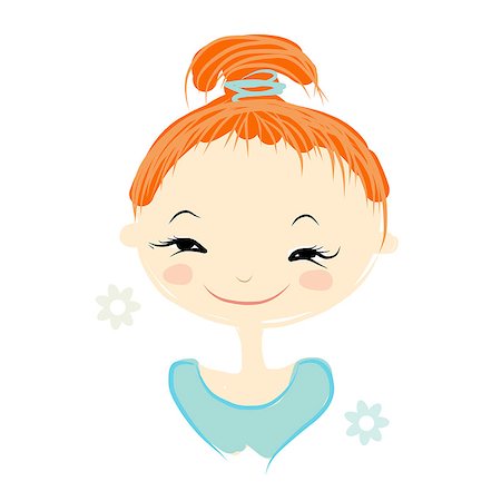 simsearch:400-04393093,k - Cute girl smiling, sketch for your design, vector illustration Stock Photo - Budget Royalty-Free & Subscription, Code: 400-08199270