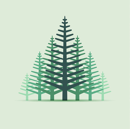 Vector illustration of trees in green color Stock Photo - Budget Royalty-Free & Subscription, Code: 400-08199441