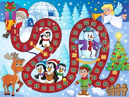 snowman snow angels - Board game image with Christmas theme 1 - eps10 vector illustration. Stock Photo - Budget Royalty-Free & Subscription, Code: 400-08199475