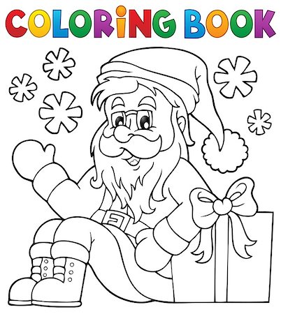 simsearch:400-08259089,k - Coloring book with Santa Claus and gift - eps10 vector illustration. Stock Photo - Budget Royalty-Free & Subscription, Code: 400-08199488