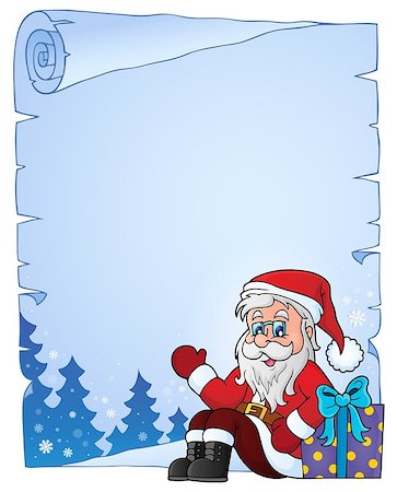 simsearch:400-08259089,k - Parchment with Santa Claus and gift - eps10 vector illustration. Stock Photo - Budget Royalty-Free & Subscription, Code: 400-08199505