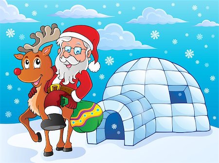 elk on snow - Igloo with Santa Claus theme 2 - eps10 vector illustration. Stock Photo - Budget Royalty-Free & Subscription, Code: 400-08199501