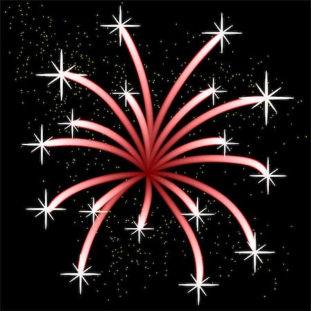 Red Firework Isolated on Black Starry Sky Stock Photo - Budget Royalty-Free & Subscription, Code: 400-08199552