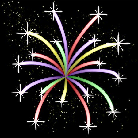 Colorful Light Firework Isolated on Dark Sky Stock Photo - Budget Royalty-Free & Subscription, Code: 400-08199562