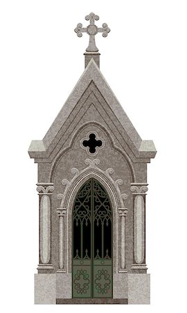 simsearch:400-06177063,k - Old Gothic Crypt Isolated on White for Halloween Design Foto de stock - Royalty-Free Super Valor e Assinatura, Número: 400-08199757