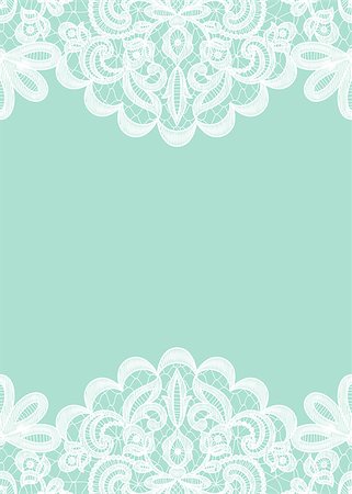 Wedding invitation or greeting card with lace border isolated on green background Stock Photo - Budget Royalty-Free & Subscription, Code: 400-08199764
