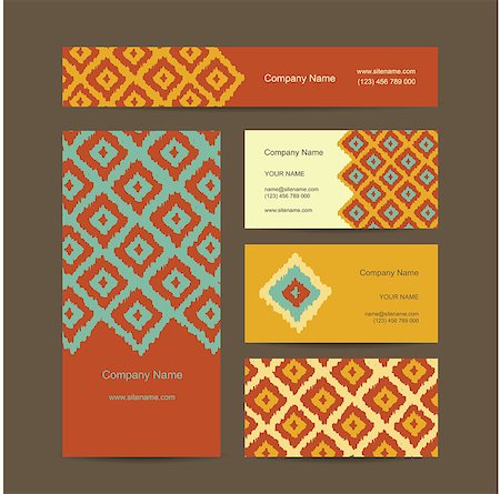 simsearch:400-09031869,k - Business cards design, geometric fabric pattern, vector illustration Stockbilder - Microstock & Abonnement, Bildnummer: 400-08199843