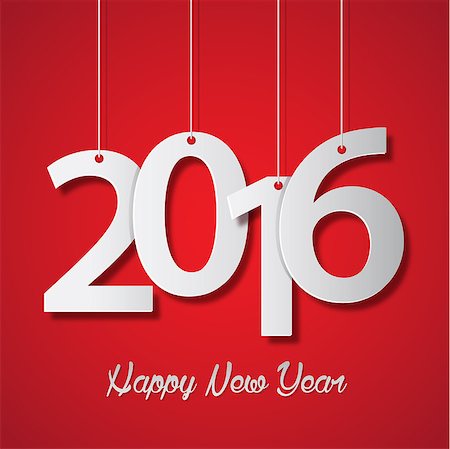 Happy new year 2016 creative greeting card design Foto de stock - Super Valor sin royalties y Suscripción, Código: 400-08199851