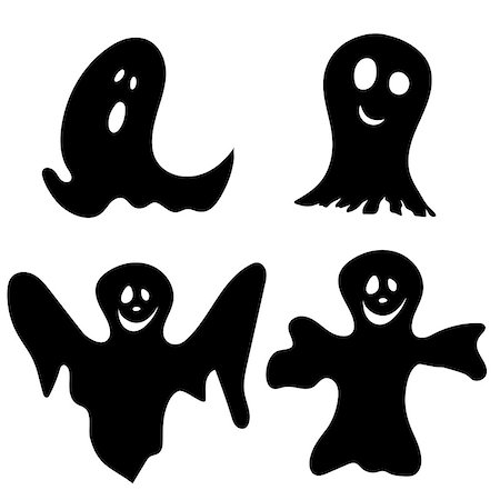 simsearch:400-04135705,k - Halloween Holiday Elements Set. Collection With Different Ghosts Over White Background for Creating Halloween Designs.  Vector illustration. Foto de stock - Royalty-Free Super Valor e Assinatura, Número: 400-08199869