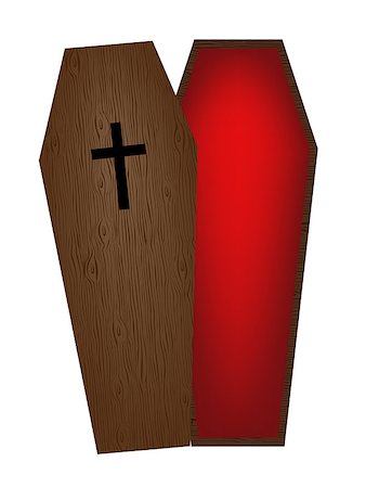 Opened wooden empty coffin isolated on white Stock Photo - Budget Royalty-Free & Subscription, Code: 400-08199999
