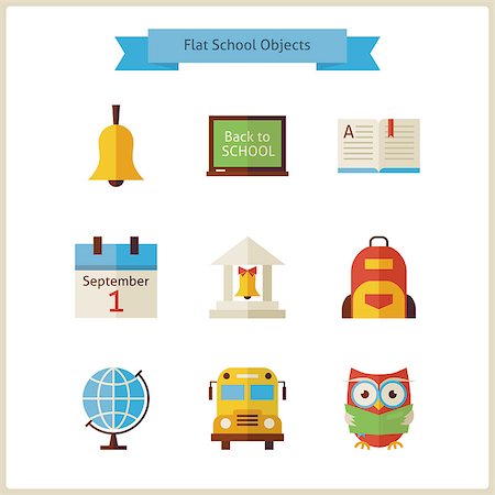 simsearch:400-07050311,k - Flat Back to School and Science Objects Set. Flat Styled Vector Illustrations. Back to School. Science and Education Set. Collection of Objects isolated over white. Photographie de stock - Aubaine LD & Abonnement, Code: 400-08190067