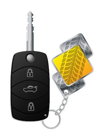 Car remote key with cool tire tread keyholder Stock Photo - Budget Royalty-Free & Subscription, Code: 400-08190232