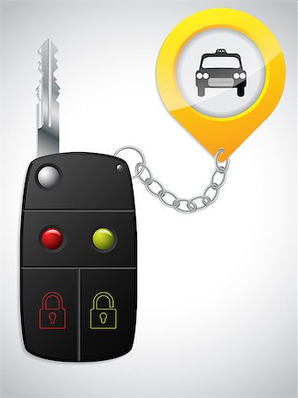 simsearch:400-04590086,k - Car remote key with yellow taxi keyholder Photographie de stock - Aubaine LD & Abonnement, Code: 400-08190233